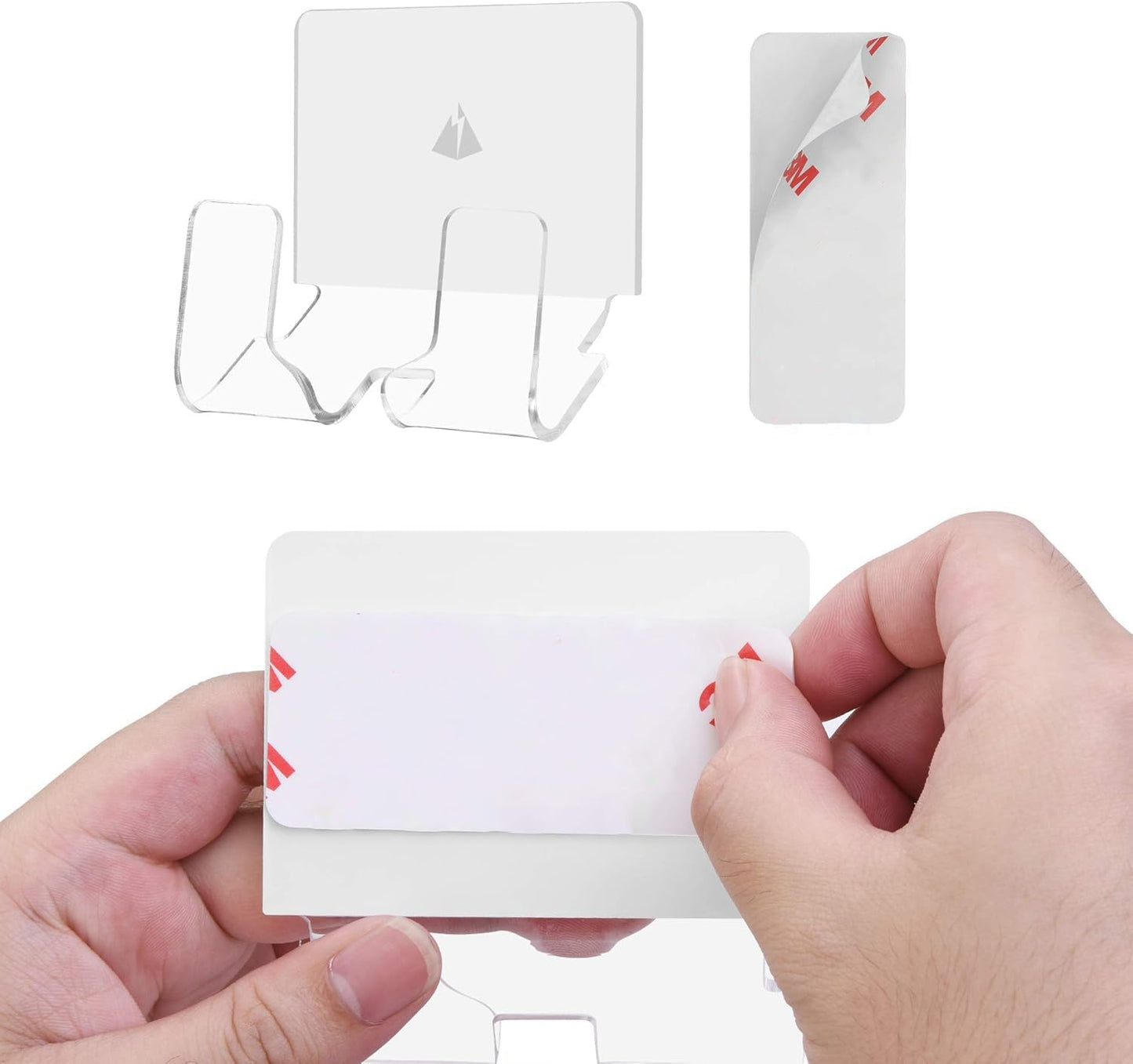 TXEsign Adhesive Wall Phone Holder Mount for Smartphones iPhone External Battery Wall Holder Mount (Silky White & Transparent)