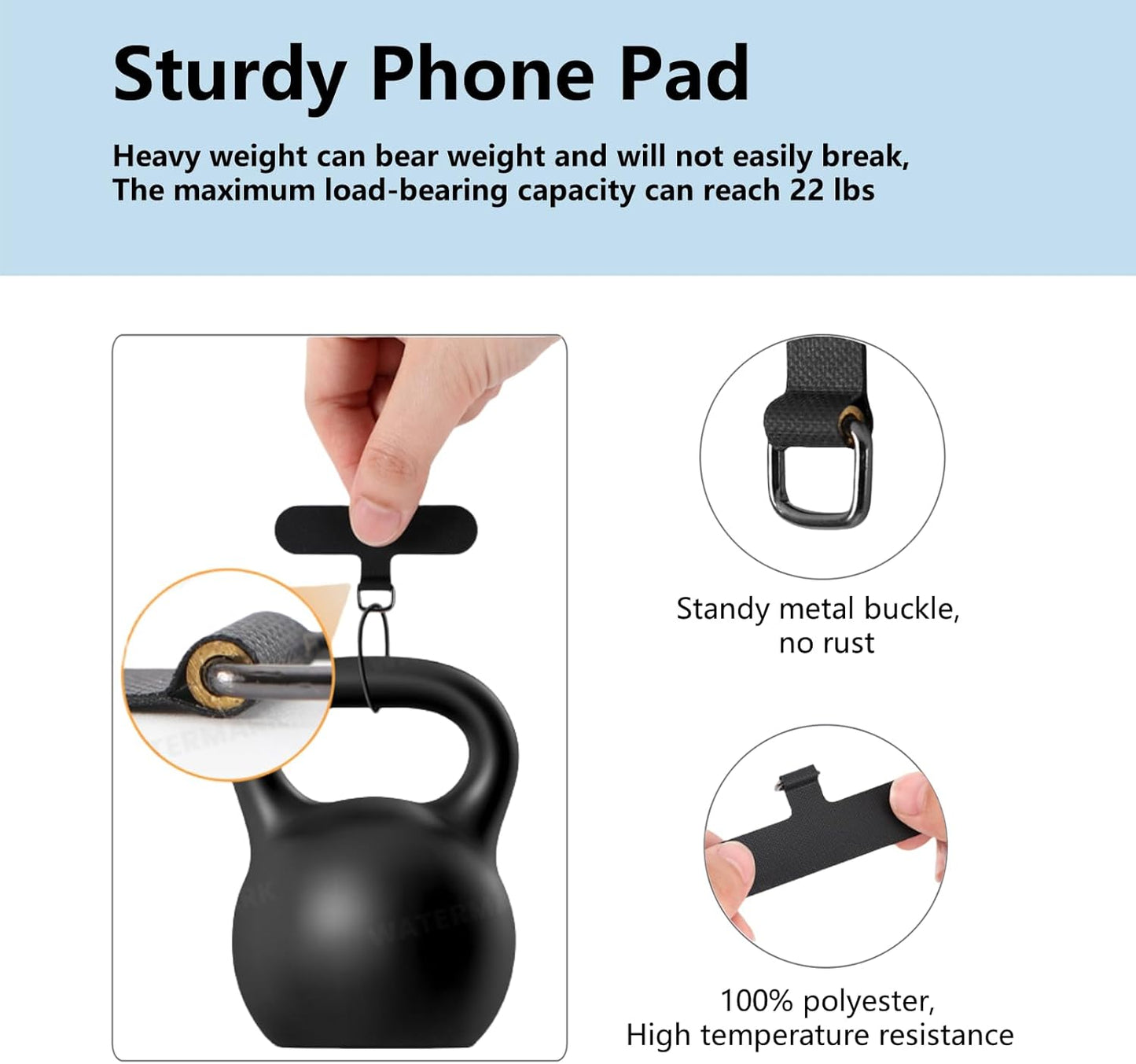 Crossbody Phone Lanyard Strap with 2 Pack Patchs, Adjustable Universal Nylon Neck Strap