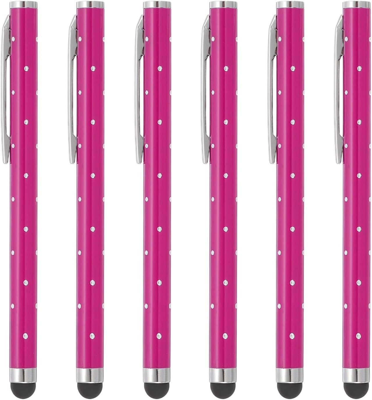 PATIKIL Stylus Pens for Touch Screens, 6 Pcs High Precision Universal Bling Stylus Crystal Metal Capacitive Pen for Touch Screen Devices Phone Tablets Laptop, Rose Red