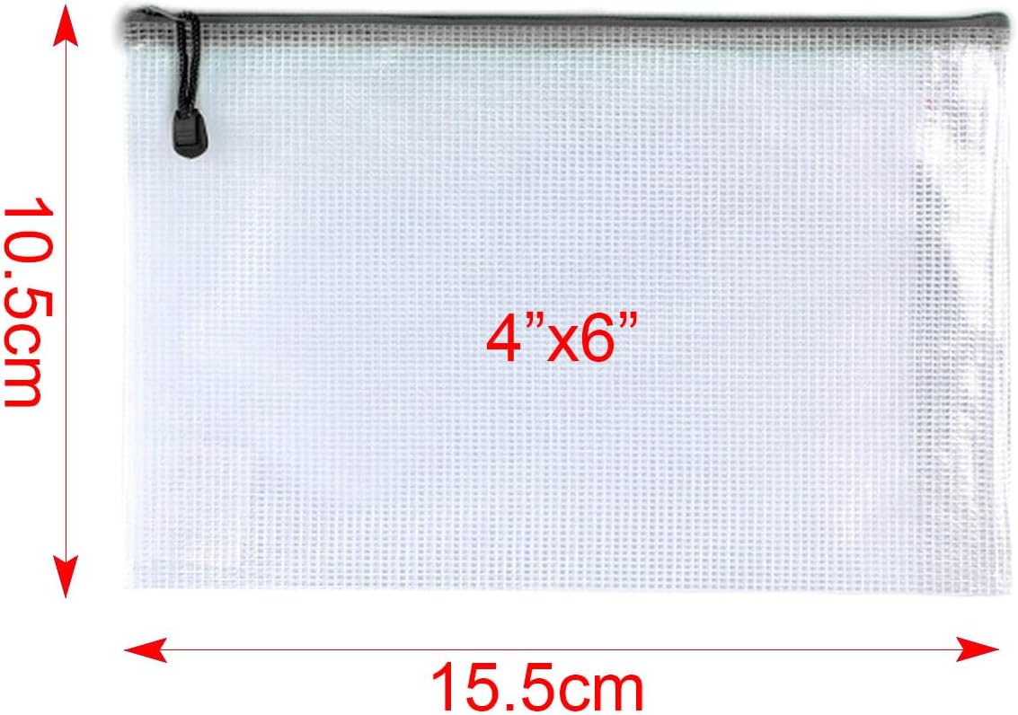 Oaimyy-4 x 6-20 Pcs-Plastic Mesh Zipper Pouch Document Folders Bag Zip File Bags for Office Supplies,Home,Travel Storages,Puzzle Board Games Storage- (Black)