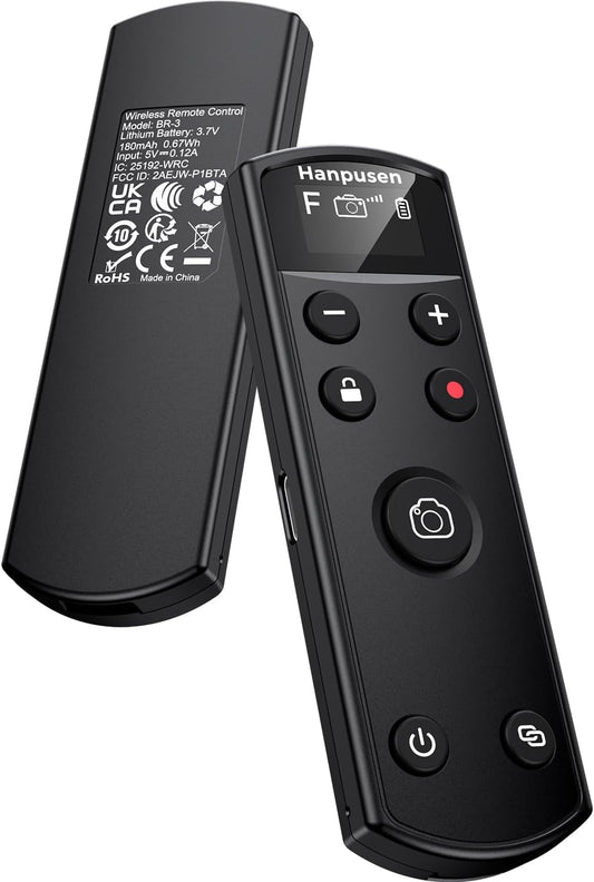 for Fujifilm Camera Remote Control, Hanpusen Rechargeable Wireless Shutter Release with OLED Screen for Fujifilm X100 VI/X-M5/X-T30 II/X-E5/X-T5/X half/X-H2S/X-T30/X-T4/X-T3/X-S20/X-S10/X-T50/X-H2