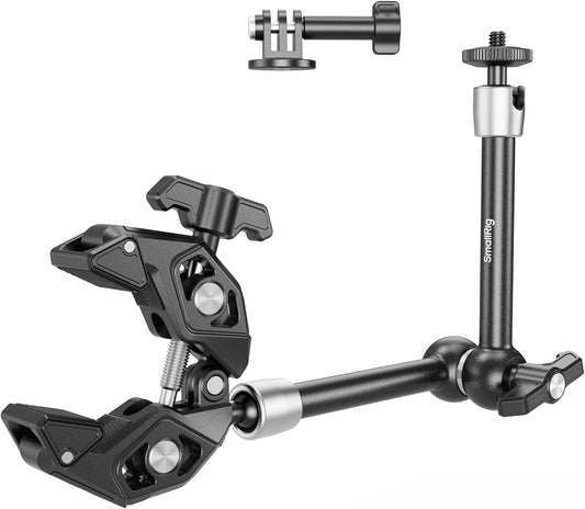 SMALLRIG Magic Arm Clamp Kit, Camera Mount Articulating Friction Arm w Super Clamp, w 1/4"-20 Screw and Thread Hole, for Camera, Light, Monitor, Webcam or Action Camera 1.5kg, for Table, Tube