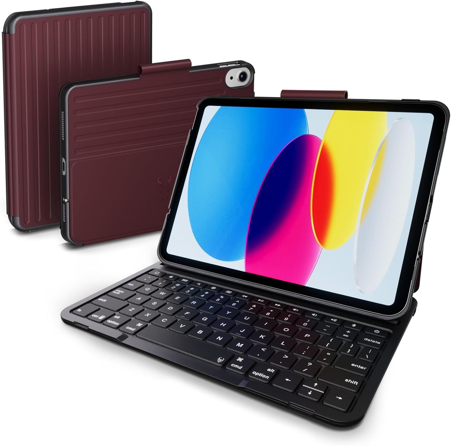 PAUL B for iPad 10th/11th Generation Case with Keyboard 10.9 Inch 2022/11 Inch 2025,Cover with Pencil Holder,Integrated for 10 Gen/11 Gen(A16),Wireless iPad Keyboard Case,Thin & Light (Red)