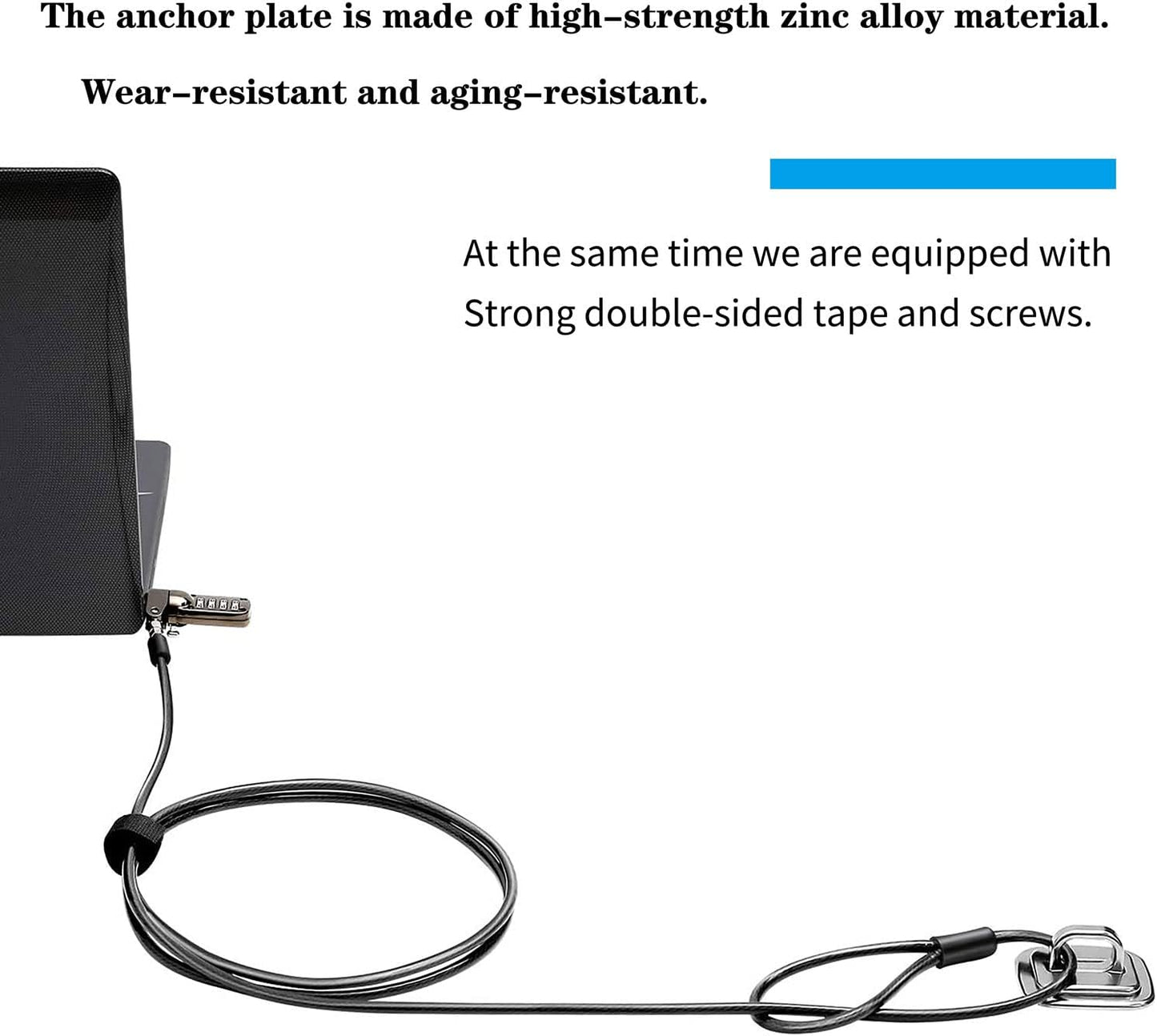 Laptop Anchor Plate and Lock Plate with Lock Slot, Self-Adhesive Security Plate Anti Theft Lock Slot for Cables to Lock Down Laptops, Mac Book, Tablets, iPad, or Other Computer