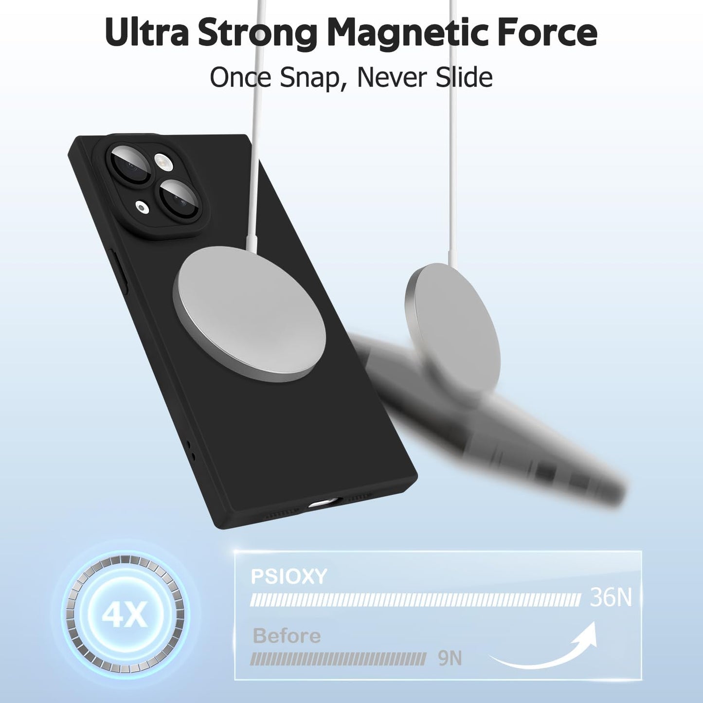 Designed for iPhone 15 Case Compatible with Magsafe Cover Camera Lens Protector Military Grade Protection Shockproof Soft TPU Slim Magnetic Phone Case for iPhone 15 Black