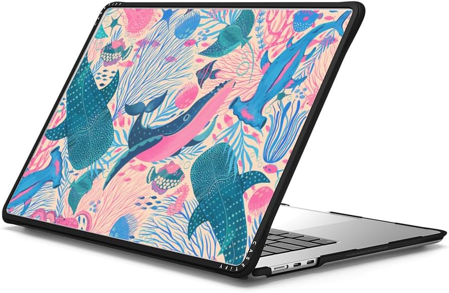 CASETiFY Impact MacBook Air 15" (M2-M4) Case [Cushioned Impact Corners/Scratch-Resistant/Anti-Slip Grip] - Under The Sea - Clear Black