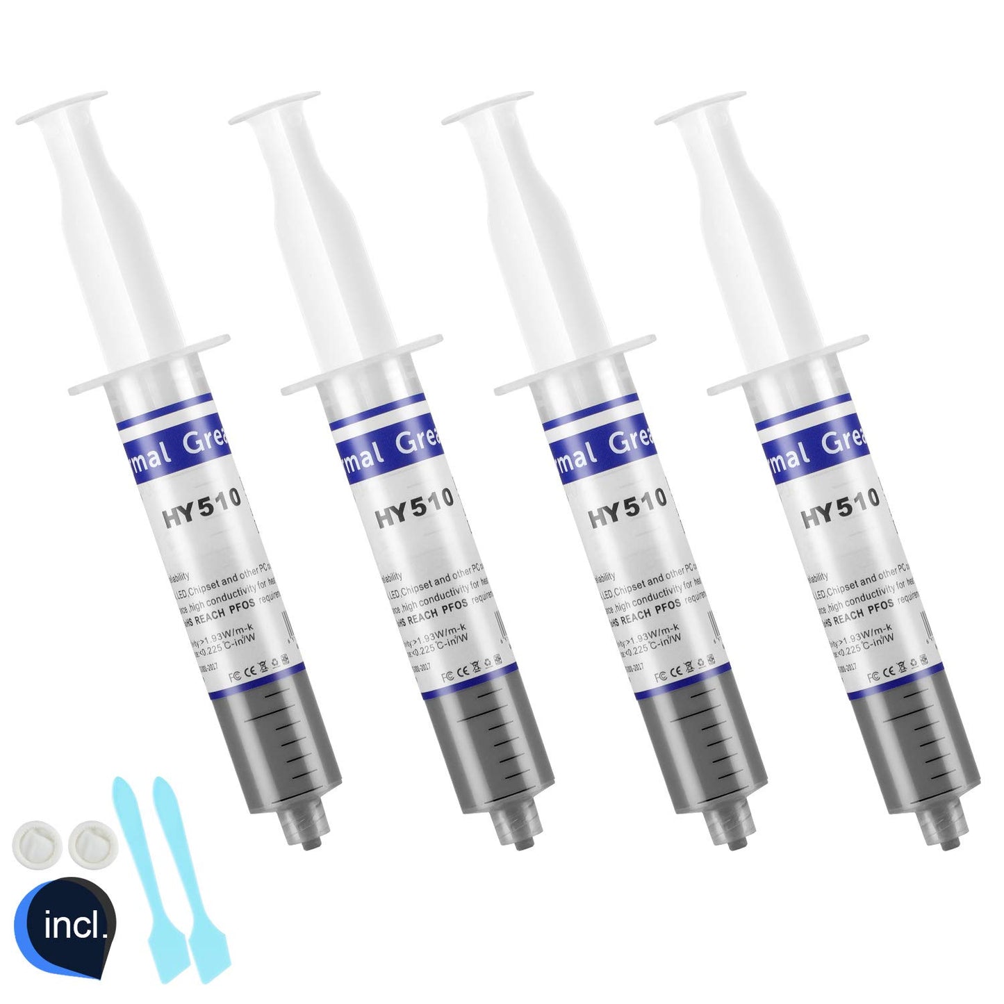 HY-510-100g (25g*4) Thermal Conductivity: >1.93W/m-k CPU Thermal heatsink Paste Silicone Grease Compound Non-Conductive for pc CPU gpu PS4 100 Gram