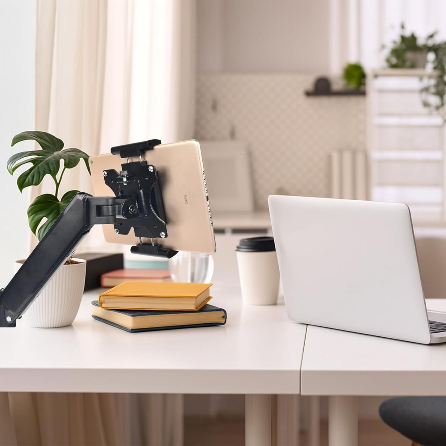 Universal VESA Mount Adapter for Tablets – Spring Clamp Holder for iPad and Portable Monitors up to 15.6″ – Fits VESA 75x75 & 100x100 – Compatible with Surface, Galaxy Tab, and 2-in-1 Laptops