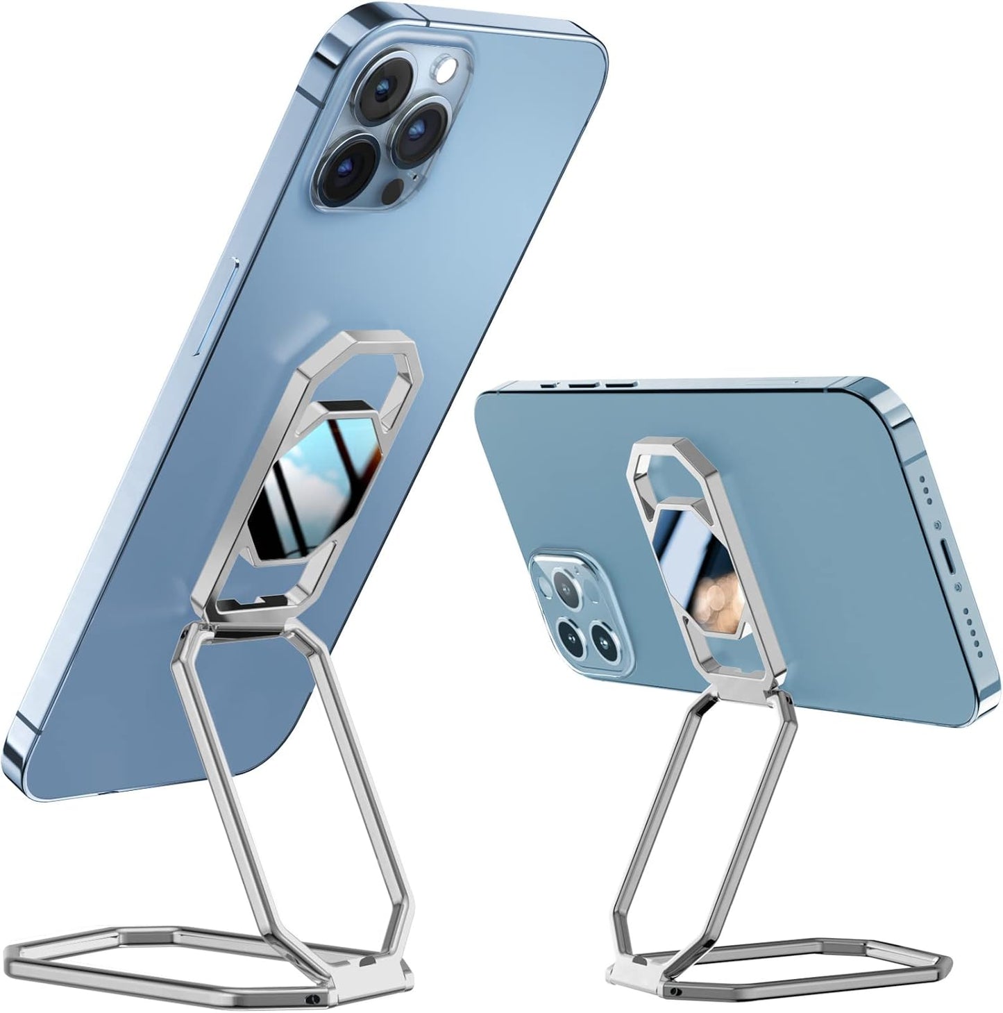 A-LuGei 𝗙𝗼𝗹𝗱𝗮𝗯𝗹𝗲 & 𝗔𝗱𝗷𝘂𝘀𝘁𝗮𝗯𝗹𝗲 Cell Phone Ring Holder Stand, Phone Kickstand for Desk, Cell Phone Holder for Hand, Ring for Back of iPhone, Metal Phone Grip for Magnetic Car Mount