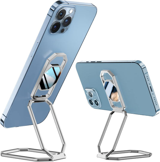 A-LuGei 𝗙𝗼𝗹𝗱𝗮𝗯𝗹𝗲 & 𝗔𝗱𝗷𝘂𝘀𝘁𝗮𝗯𝗹𝗲 Cell Phone Ring Holder Stand, Phone Kickstand for Desk, Cell Phone Holder for Hand, Ring for Back of iPhone, Metal Phone Grip for Magnetic Car Mount