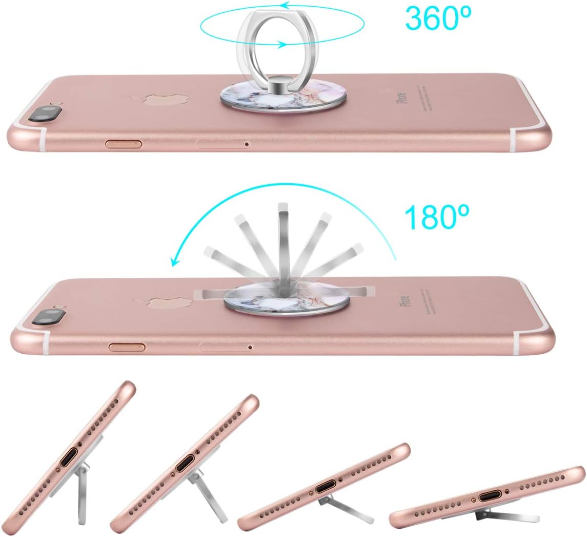 Bonoma Cell Phone Ring Holder Stand, 360 Rotation 3-Pack Universal Smartphone Ring Grip Stand Compatible with Smartphones and Tablets Marble