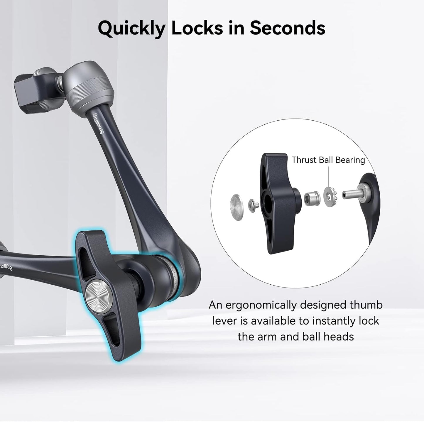 SMALLRIG Rosette Magic Arm 11 Inch with Ball Head, 1/4"-20 Screws, and Anti-Twist Pins, for Cameras/iPads/Monitors/LED Lights/Smartphones/Action Cameras, Max Load Capacity 3kg