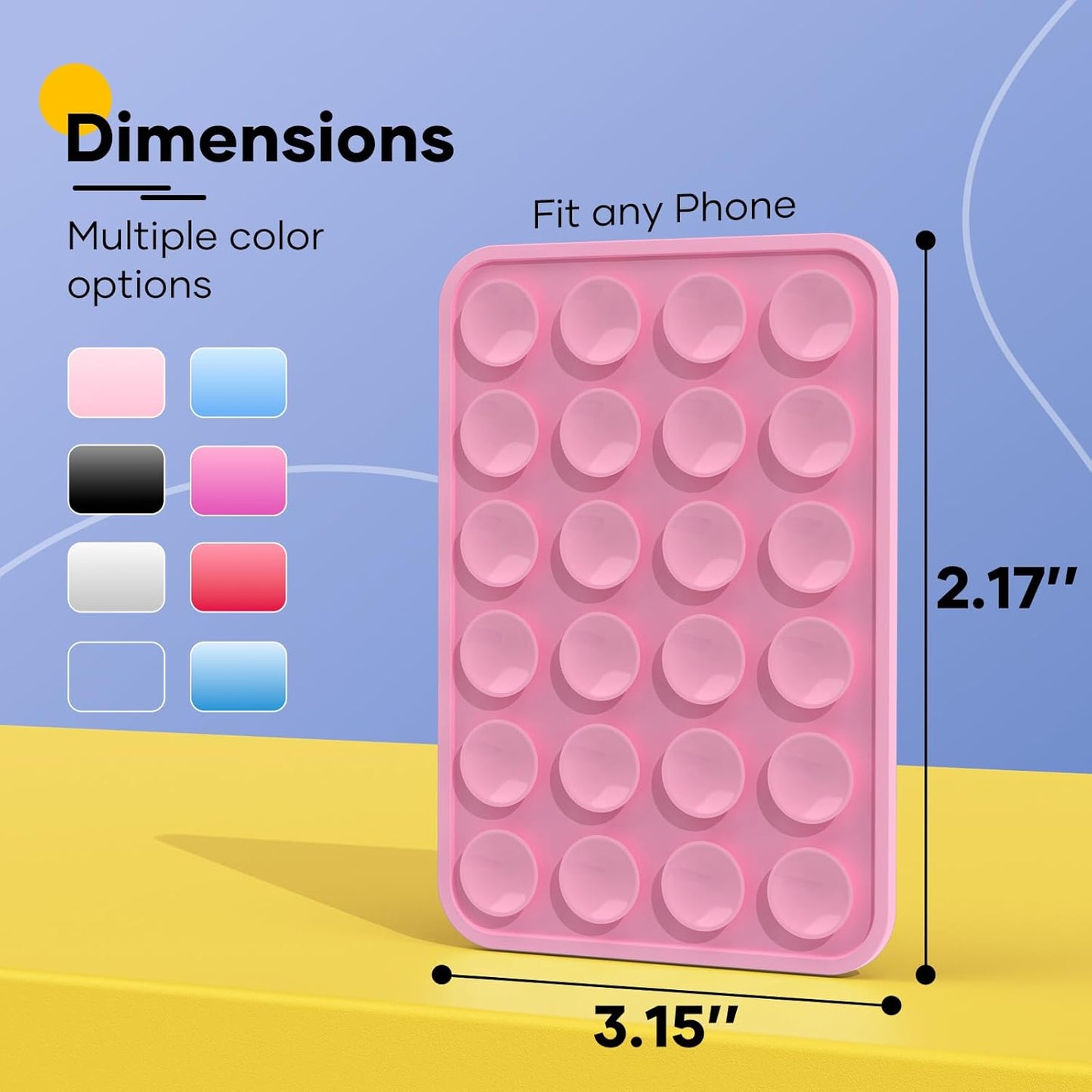 Silicone Phone Sticky Grip, Suction Phone Case Mount for iPhone and Android, Hands-Free Sticky Cell Phone Grip, Mobile Fidget Mirror Holder for Selfies and Videos