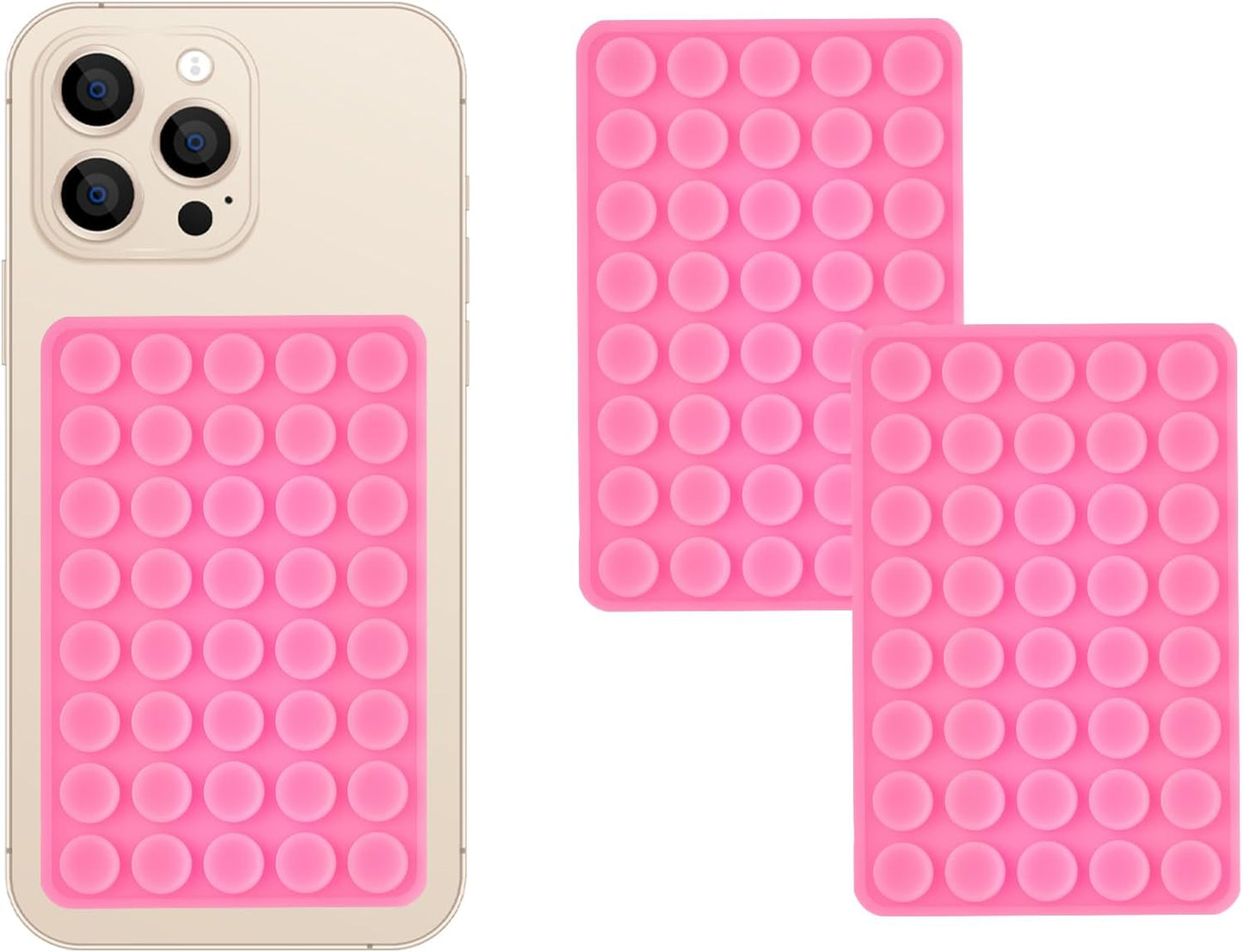 2 Pack Silicone Double-Sided Suction Grip – 40 Cups per Side, Strong Hold for iPhone, Galaxy, Pixel, Android – Hands-Free for Selfies & Videos (Pink)