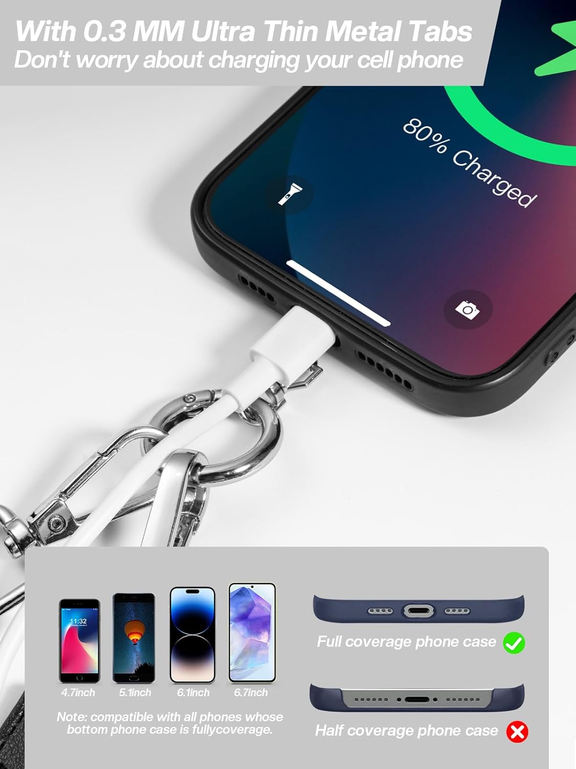 Clip and Go Strap for Phone with Wallet Crossbody Phone Lanyard Adjustable and Detachable RFID Wristlet Wallet with ID Window and Zipper, Beige