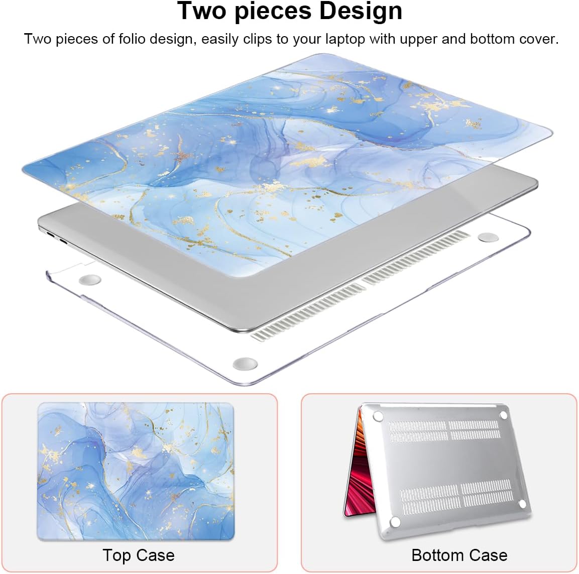 Compatible with MacBook Air 13 inch Case 2021 2020 2019 2018 M1 A2337 A2179 A1932 with Retina Display & Touch ID, Pattern Plastic Hard Shell Case Keyboard Cover Screen Flim, Blue Marble