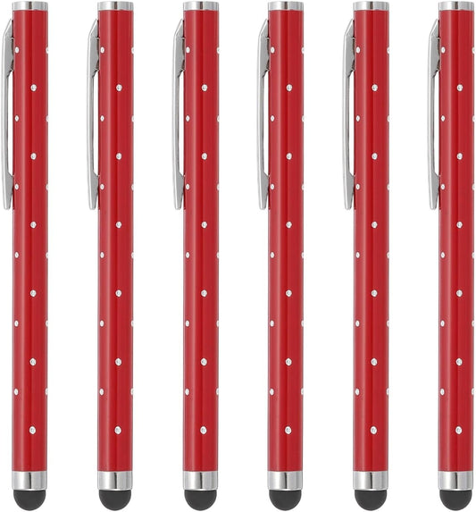PATIKIL Stylus Pens for Touch Screens, 6 Pcs High Precision Universal Bling Stylus Crystal Metal Capacitive Pen for Touch Screen Devices Phone Tablets Laptop, Red