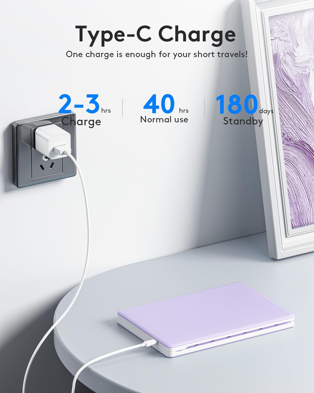 Samsers Bluetooth Foldable Keyboard, Wireless Portable Folding Keyboard, Full-Size Ultra-Slim Rechargeable Connect Up to 3 Devices for iOS Android Windows Phone Tablet and Laptop, Purple