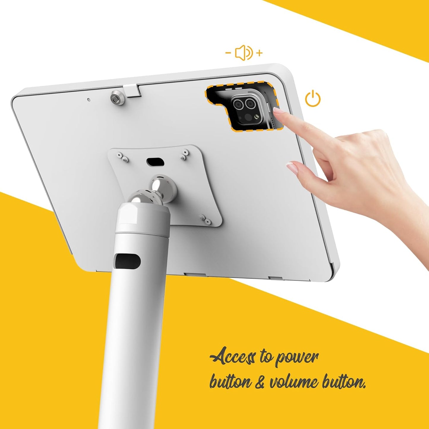 Tablet Kiosk Floor Stand, All Metal Rotate Lockable - Compatible with 10.9" iPad 10th, Pro 11" 1 2 3 4, Air 4 5, Air 11", iPad 11"(A16) - BSF301WA