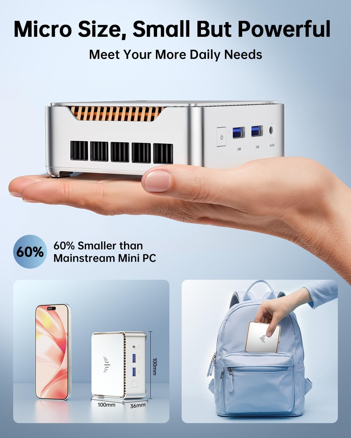 KAMRUI Essenx E2 Mini PC Computers 11 Pro Twin Lake N150, 8GB RAM 256GB M.2 SSD, Micro PC Support 4K Triple Display/USB3.2/WiFi/BT/DP/Gigabit Ethernet Mini PC Home/Office