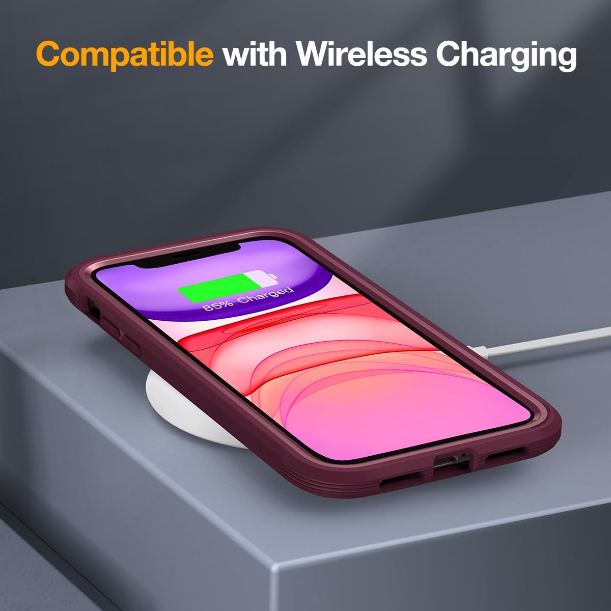 Miracase Glass Series for iPhone 11 Case 6.1 inch, Upgraded Full-Body Rugged Phone Bumper Case Cover with Built-in 9H Tempered Glass Screen Protector and Camera Protector, Wine Red