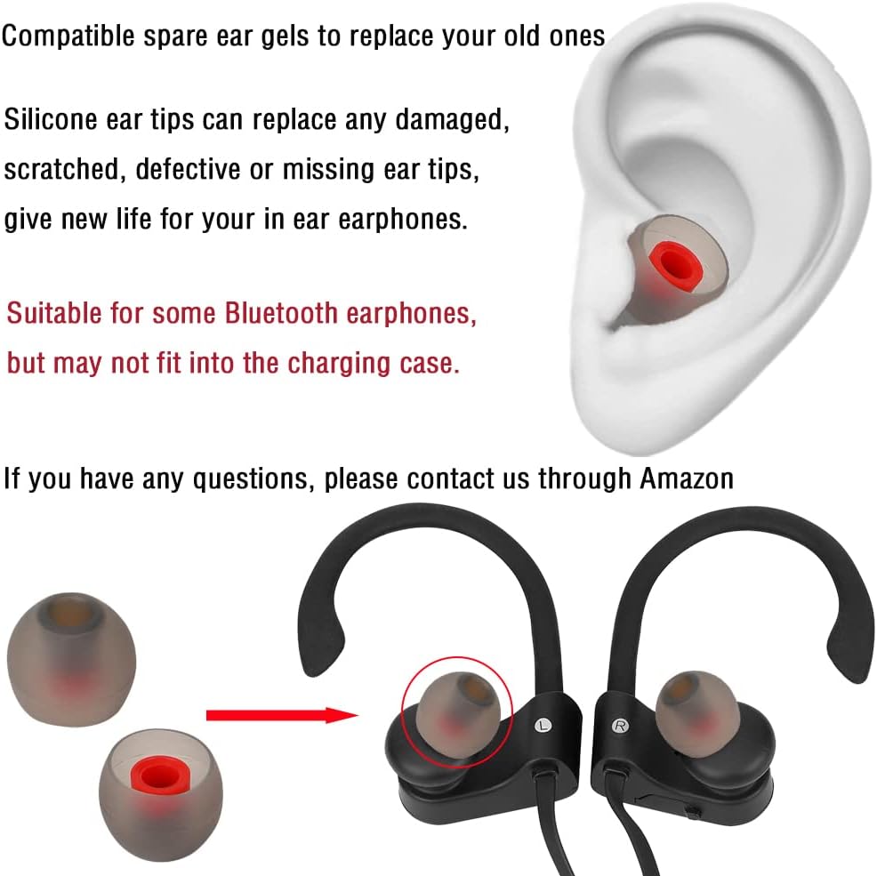 Replacement Earbud Tips Silicone Ear Tips for in- Ear Headphones Eartips Tips (Inner Hole from 3.8mm-5.5mm Earphones) Earbud Replacement Tips Earbuds Cap 18 Pairs S M L