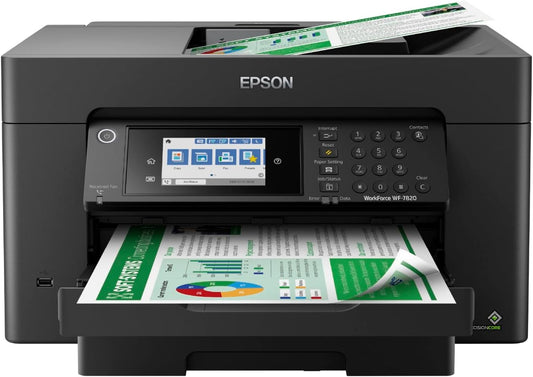 Epson Workforce Pro WF-7820 Wireless All-in-One Wide-Format Printer with Auto 2-Sided Print 13" x 19", Copy, Scan & Fax, 50-Page ADF, 250-sheet Paper Capacity, Works with Alexa, Large Black