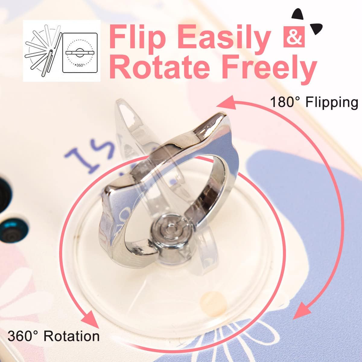 Cat Phone Ring Holder - EI Sonador Clear Cell Phone Ring Holder Transparent Stand Finger Grip (2 Black Cat)