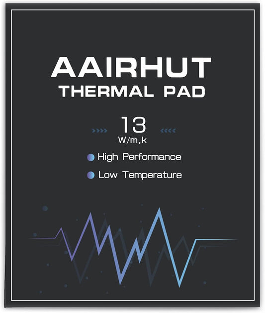 Aairhut Thermal Pad 13W/mK [0.5~3mm], 120x120x2.5mm Silicone Cooling Pad Non Conductive Heat Resistance Extreme Odyssey Cover with Dual Self-Adhesive Films for PC Laptop PS4/PS5/CPU/GPU/Computer