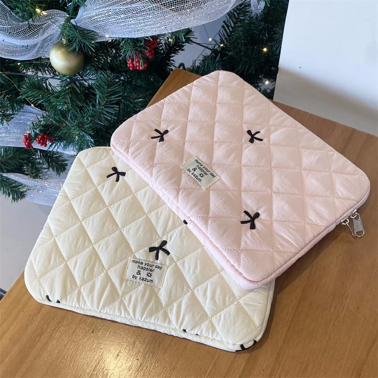 Cute Bow Graphic Carrying Laptop Bag Y2K Preppy Laptop Sleeve Case Bag Kawaii Pad Computer Protect Case Pouch (15-15.6 inch,Pink)