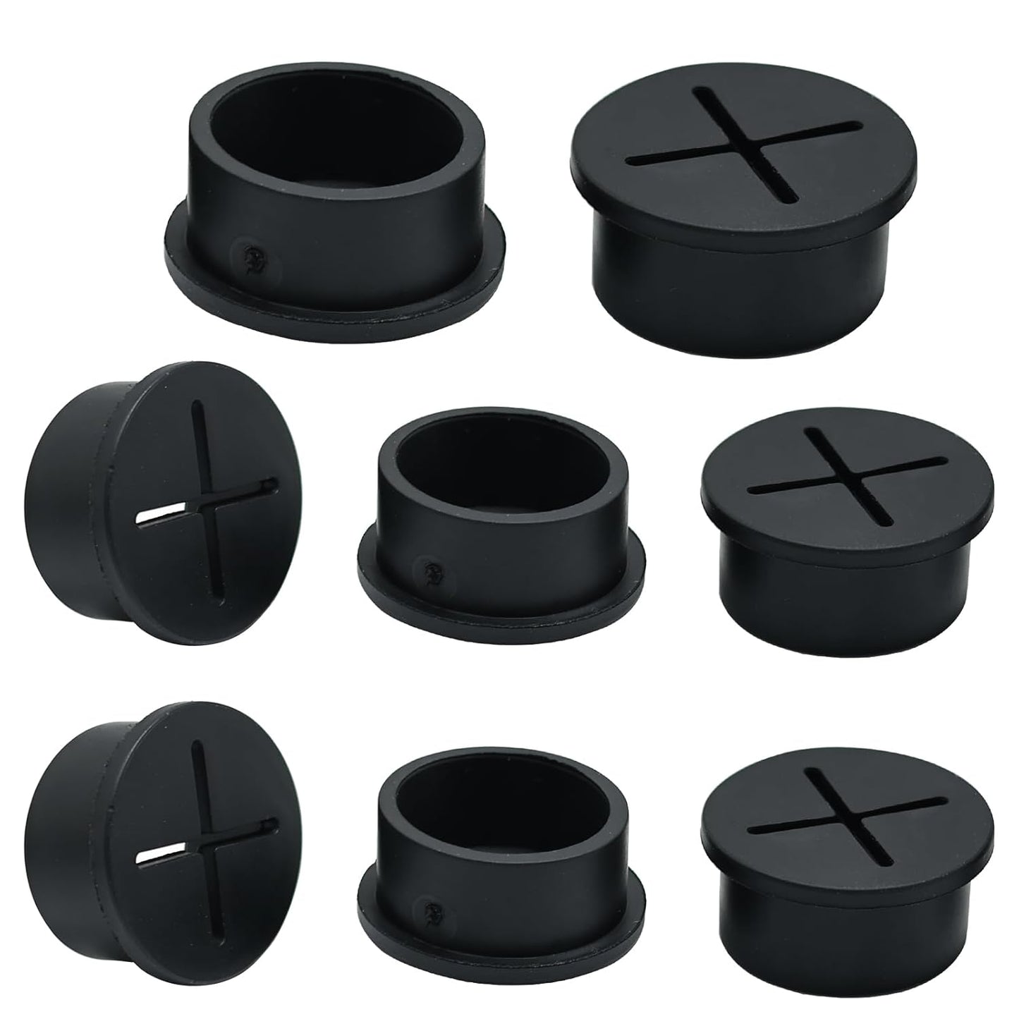 Desk Grommet, 3/4 in 20 mm Silicone Rubber Grommets, Black Desk Hole Cover for Cables, Flexible Wall Cord Pass Through Grommet for Office Table Computer Home Furniture Wire Organizer-8 Pcs