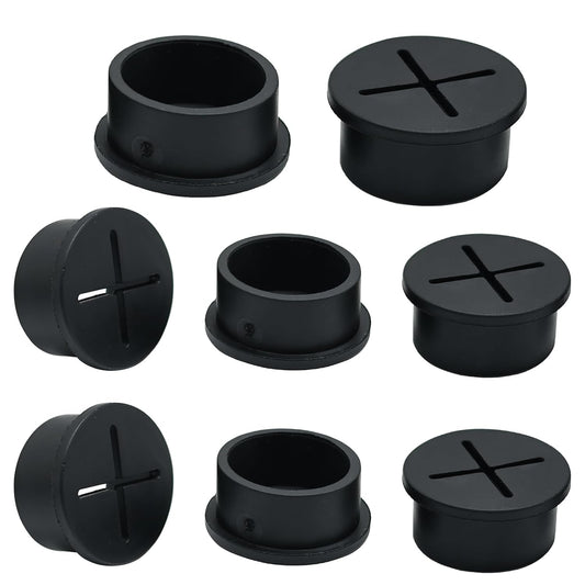 Desk Grommet, 3/4 in 20 mm Silicone Rubber Grommets, Black Desk Hole Cover for Cables, Flexible Wall Cord Pass Through Grommet for Office Table Computer Home Furniture Wire Organizer-8 Pcs