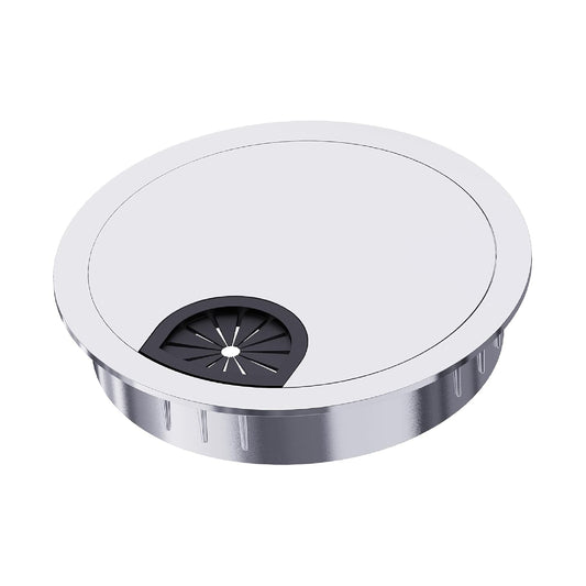 Desk Grommet 2-3/8 Inch 60mm, Zinc Alloy Computer Desk Wire Hole Cover, Office Desktop Cord Cable Hole Metal Ring, Bright Silver