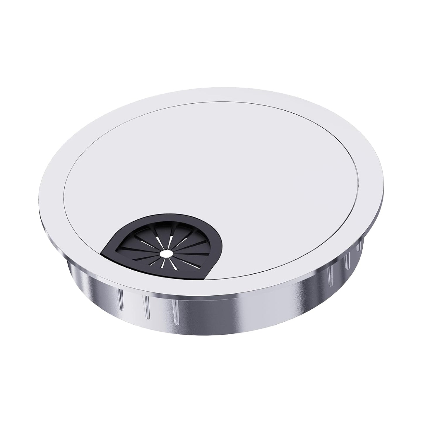 Desk Grommet 3-1/8 Inch 80mm, Zinc Alloy Computer Desk Wire Hole Cover, Office Desktop Cord Cable Hole Metal Ring, Bright Silver