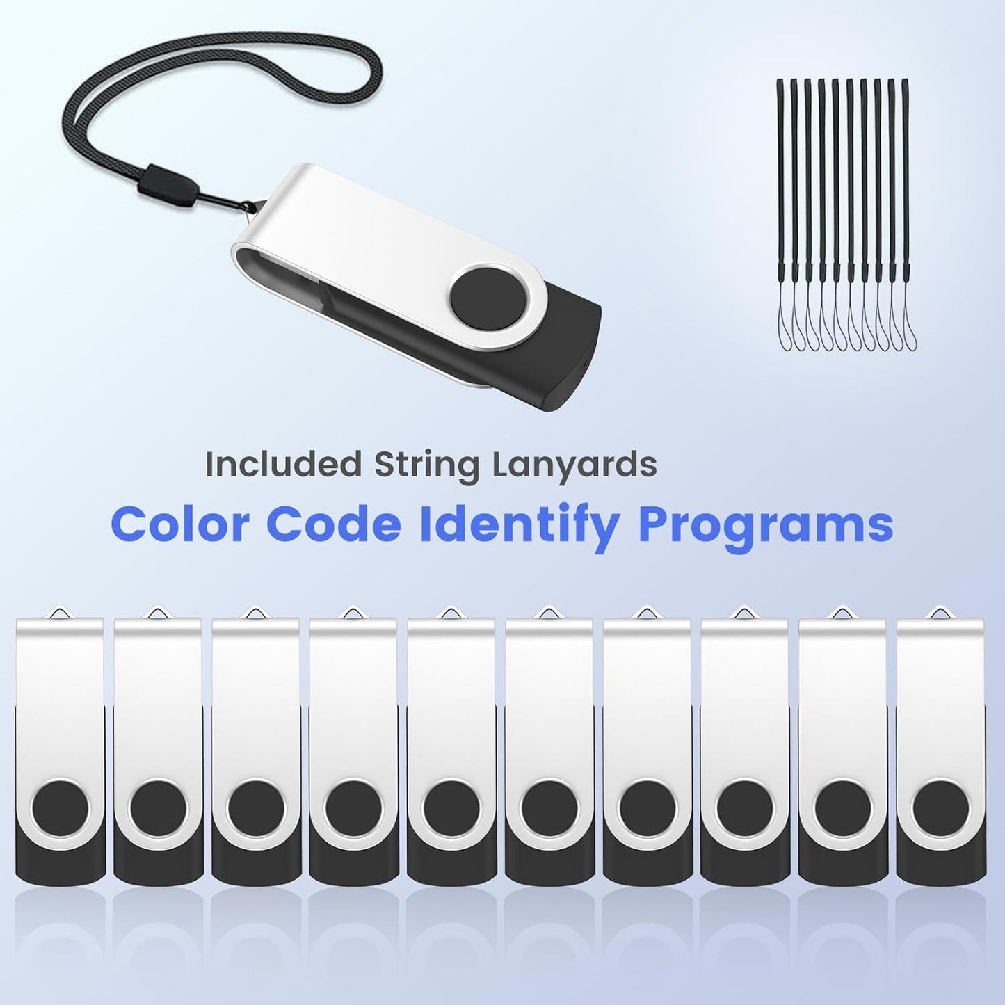 ABLAZE 1GB USB Flash Drive 100 Pack, USB 2.0 Thumb Drives Bulk Memory Sticks Pendrives 100PCS (Black)