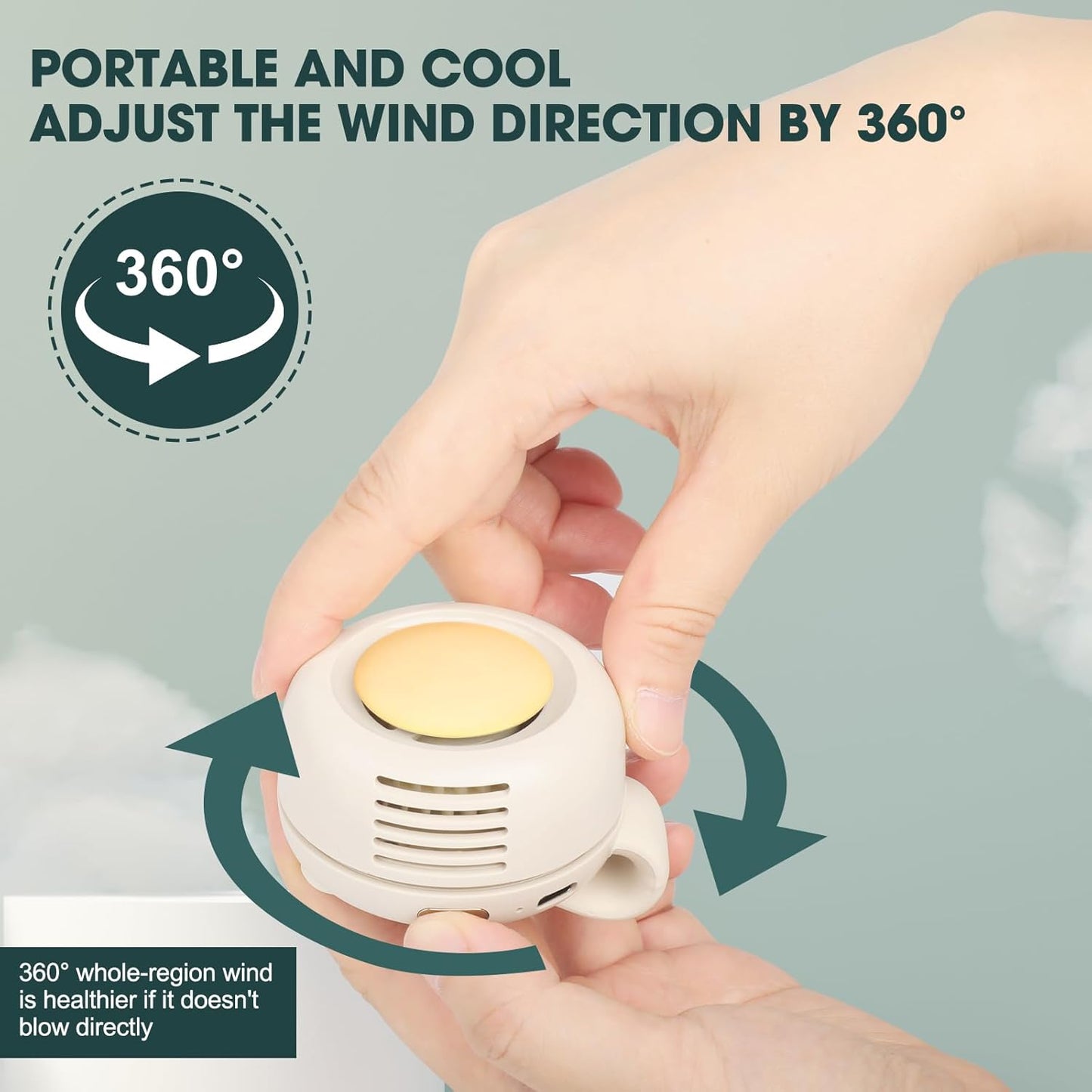 Small Clip Fan, Personal Waist Fans,Portable Silent Mini Bladeless Fan Clip On for Shirt,Hands-Free Personal Clip Fans 3 Speeds,Clips on Waist Neck Fanes for Outdoor,Camping,Travel,Office (White)