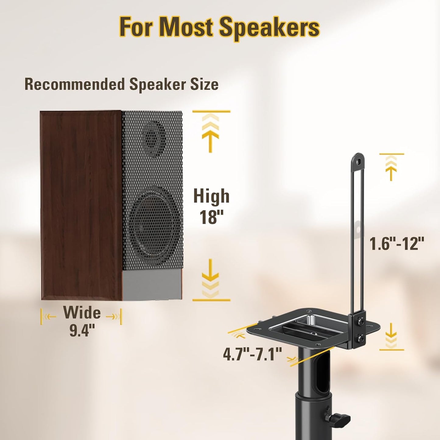 Mounting Dream Speaker Stands Height Adjustable for Satellite & Small Bookshelf Speakers, Set of 2 Floor Stand Mount for Bose Polk JBL Sony Yamaha and Others - 11LBS Capacity MD5402
