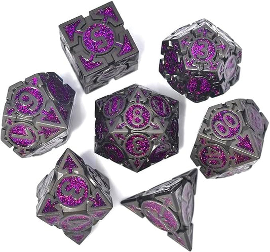 Rule Dice Metal DND Dice Set - Purple Dungeons and Dragons Dice, Large Weighted Metallic D&D Dice Sets - Polyhedral Role Playing Dice for MTG RPG, D and D Dice with DND Gift Box(Purple)