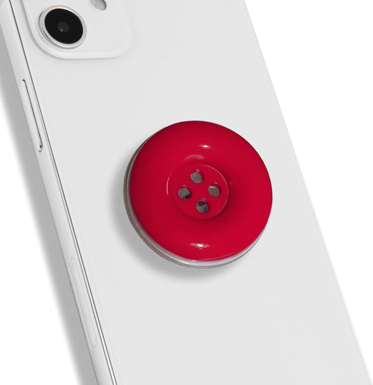 Solid Color Button Phone Grip – Minimalist Design, Durable and Lightweight, Grip and Stand for Smartphones (Red, Adhesive Type)