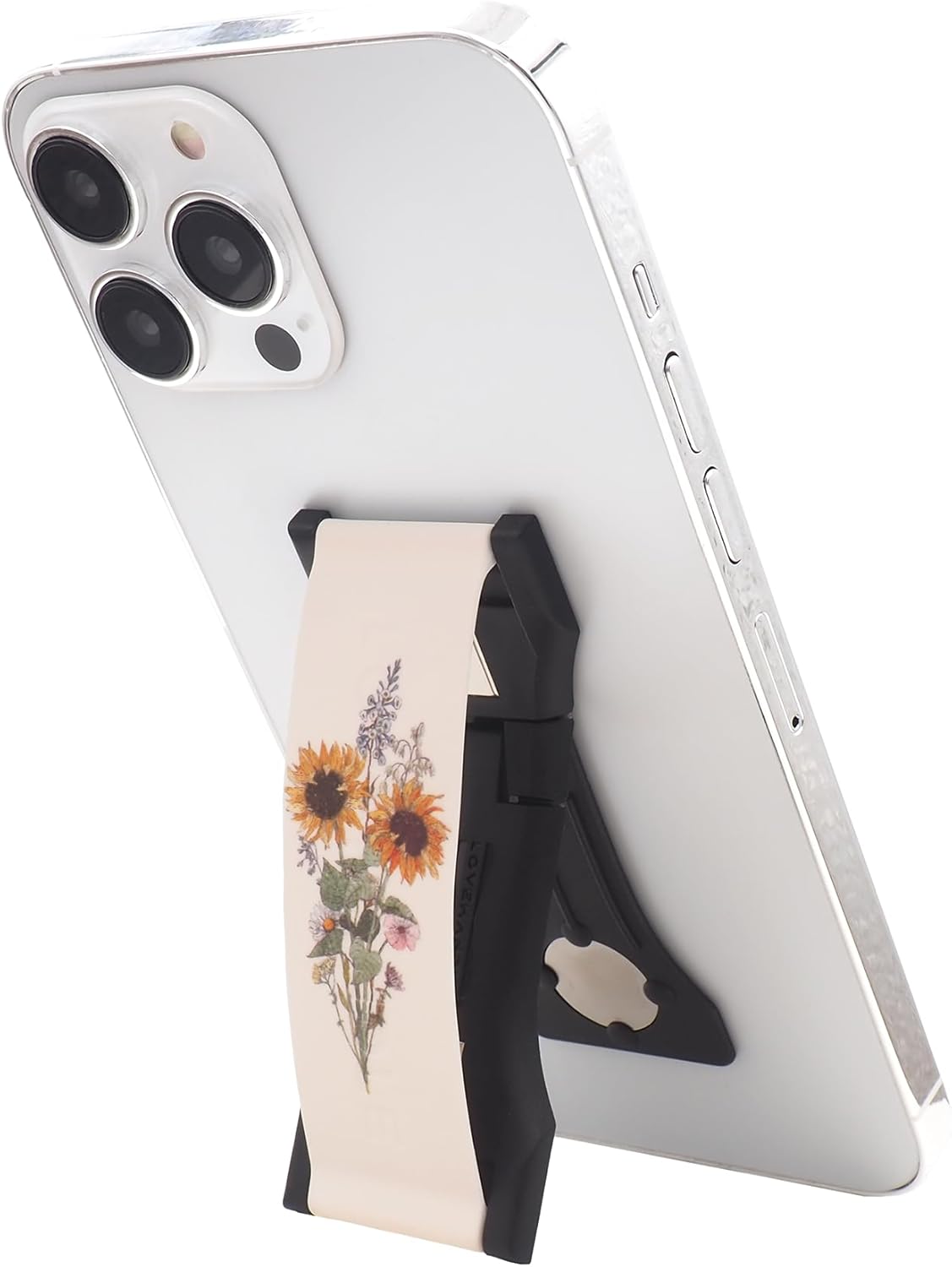 LOVEHANDLE PRO Premium Phone Grip - Silicone Phone Strap - Magnetic Phone Mount and Kickstand for Smartphone and Tablet - Sunflower Bouquet