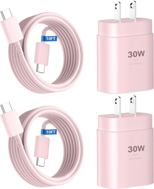 Phone 16 15 Charger 10FT USB C to C Fast Charging Cord,30w USB C Phone 16 15 Pro Max Fast Charger Block for Phone 16 15/16 15 Pro Max/16 15 Pro/15 Plus/Pro 12.9/11 inch,Samsung Galaxy S24 Ultra,Pink