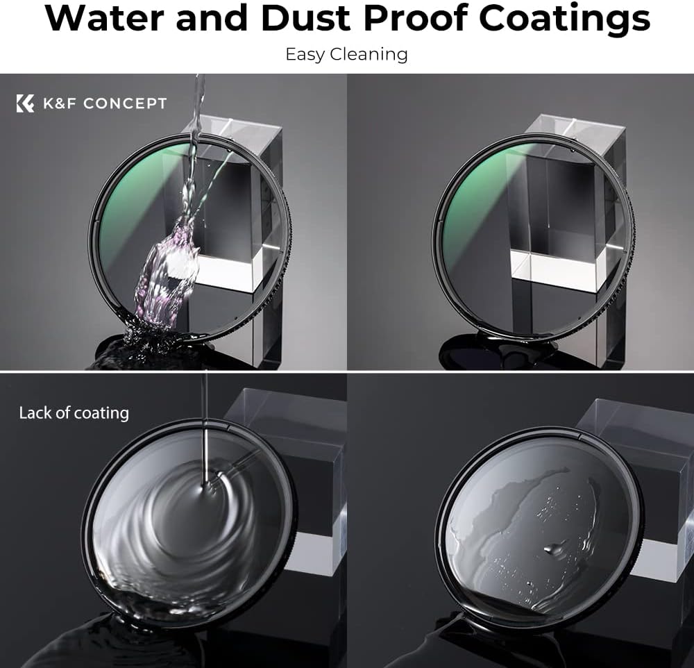 K&F CONCEPT 62mm Circular Polarizer Filter, Multi-Layer Coated, Super Slim, High Definition, Nano-X Series