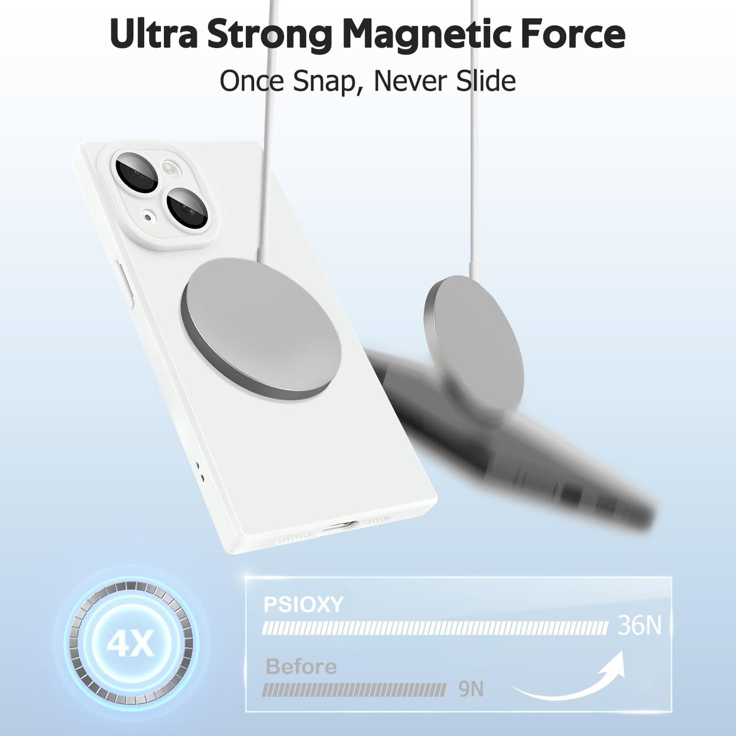 Designed for iPhone 15 Case Compatible with Magsafe Cover Camera Lens Protector Military Grade Protection Shockproof Soft TPU Slim Magnetic Phone Case for iPhone 15 White