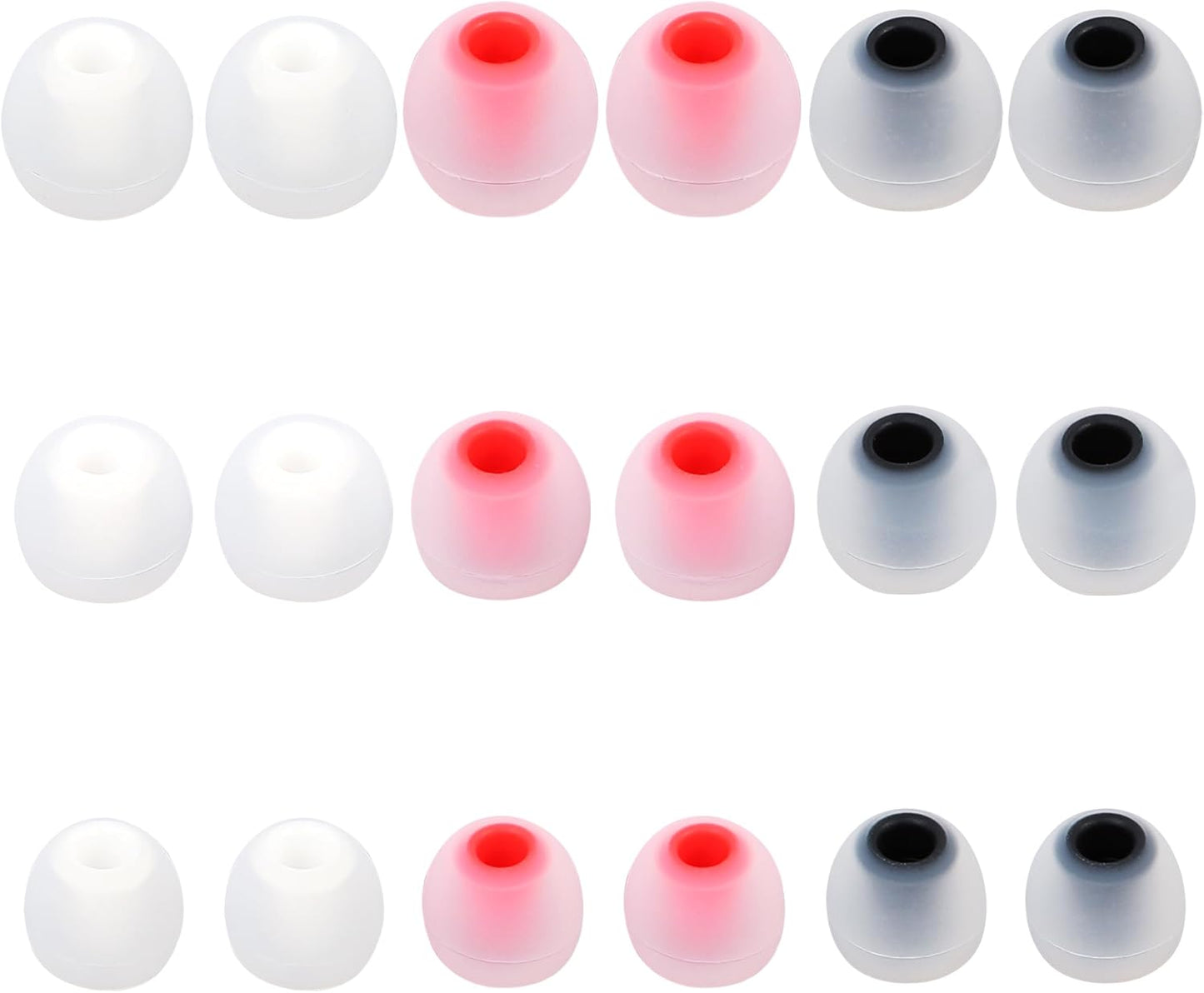 Replacement Earbud Tips Silicone Earbud Covers Fit Most in-Ear Earbuds(Inner Hole 3.8mm -5.1mm) Headphone Eartips Ear Bud Rubber Tips 9 Pairs S M L