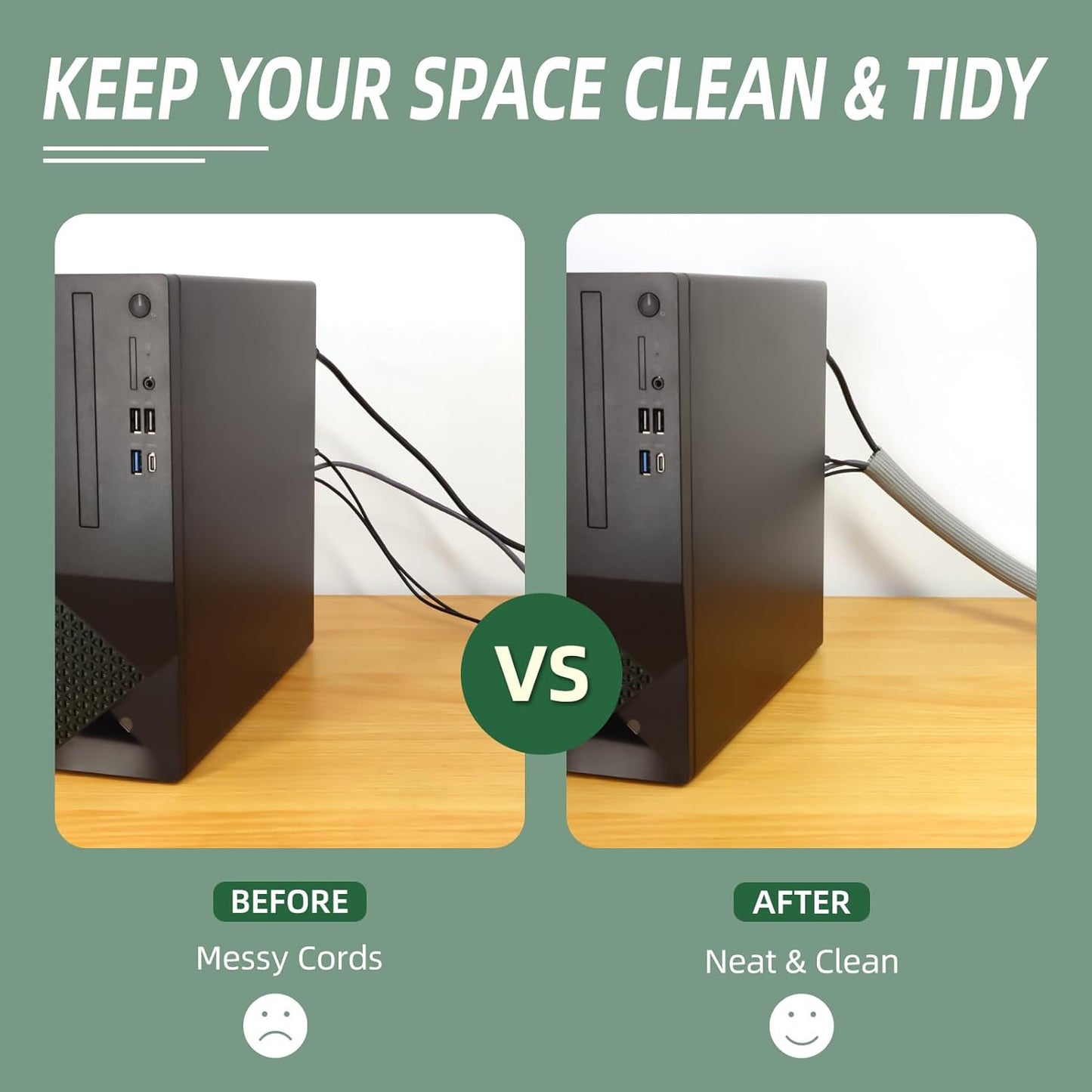 Split Wire Loom Tubing, Cable Protector Sleeve, Braided Cable Management for TV/Computer/Home Theater/Engine Bay, Cord Protectors from Pets No Chew (Grey, 1/2"-25ft)