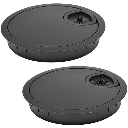 2 Pcs Desk Grommet 3-1/8" / 80 mm, Desk Cord Hole Cover, Cable Grommet Metal Zinc Alloy Materilal, Desk Hole Grommet for Home & Office Pc, Detachable Cable Cord Organizer-Flat Black