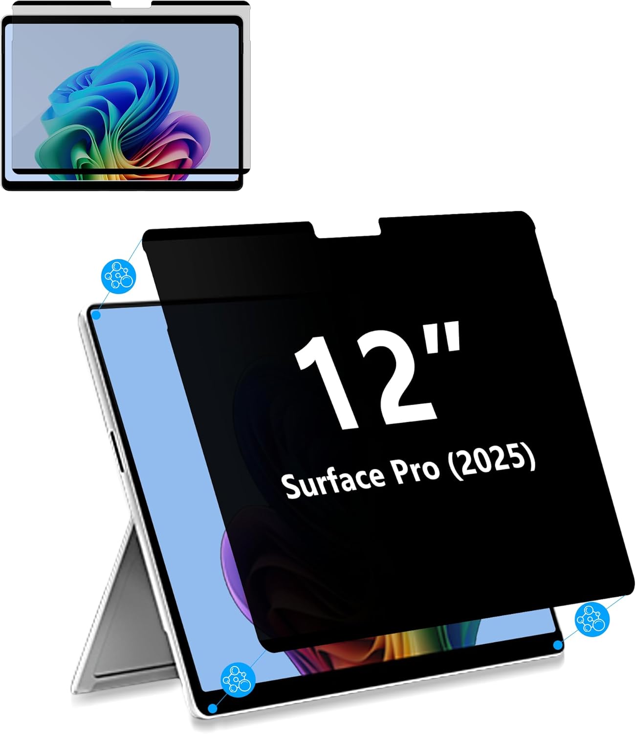 Megoo Magnetic Privacy Screen Protector for Surface Pro 12 inch (2025)– Removable, Anti-Spy, Anti-Glare, Easy Install, Blue Light & UV Blocking
