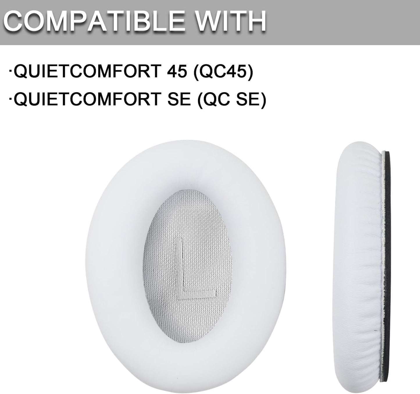 Ear Pads for Bose Quiet Comfort 35 Soft Protein Leather Replacement Earpads Ear Cushions Ear Pad for Bose QC 45/35 / 25/15 QC2 / Ae2 / Ae2i / Ae2W / Sound Link/Sound True (QC45-White$White)
