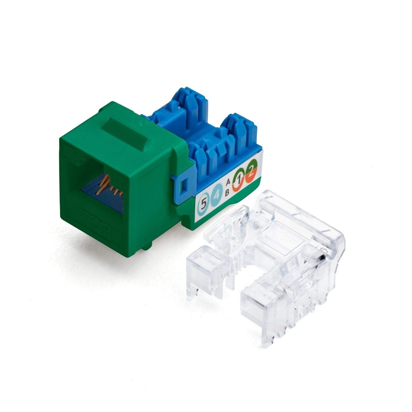 trueCABLE Cat6A Keystone Jack, Unshielded (UTP), 90 Degree Punch-Down, PoE++ (4PPoE), UL Listed, ETL Verified, ANSI/TIA Certified, Modular RJ45 Female, Green, 12 Pack