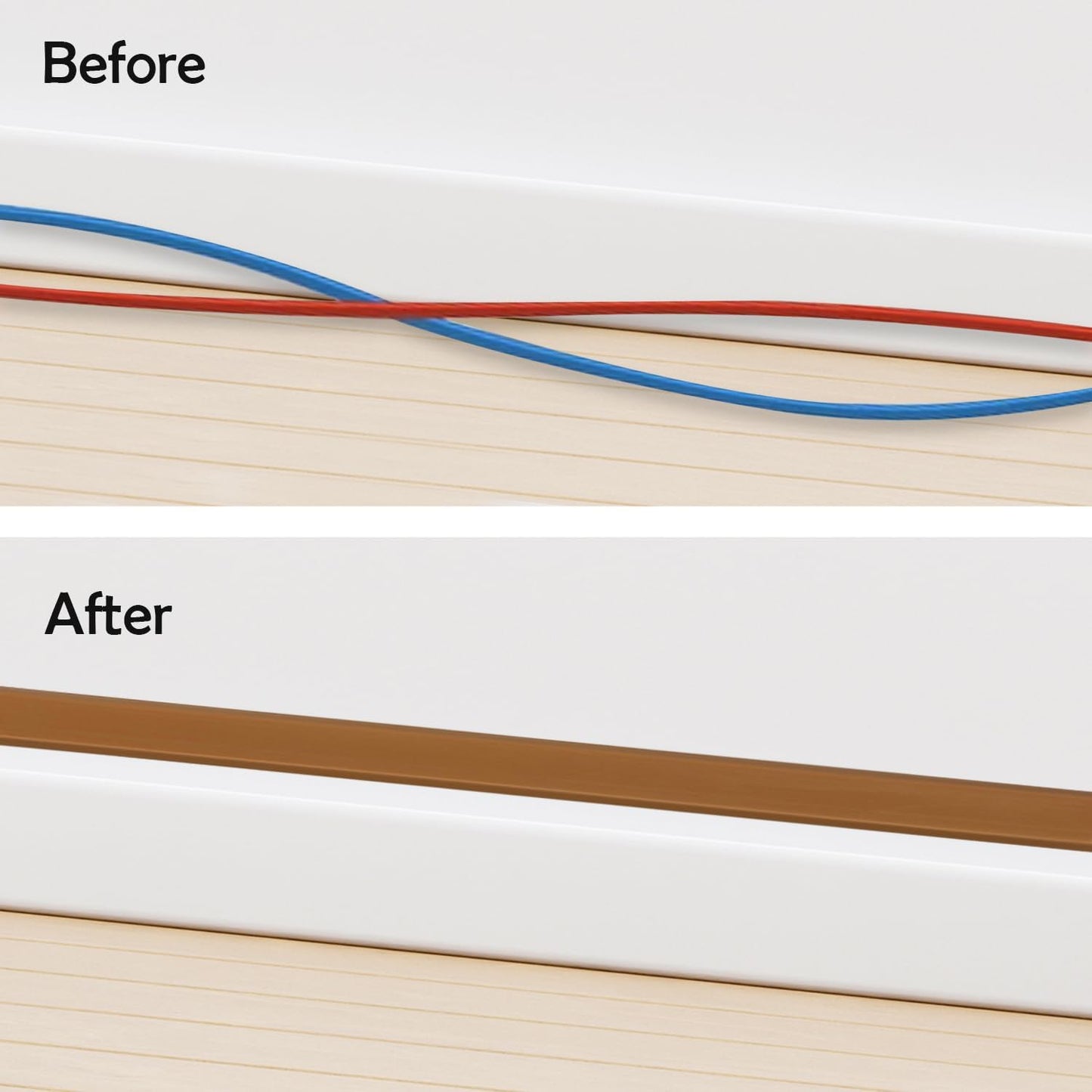 Rubber Bond TV Cord Hider Cable Protector - Strong Self Adhesive Wall Cord Cover Cable Hider - Low Profile Cable Management Wall Cord Concealer Cable Raceway (Brown, 6 Feet)